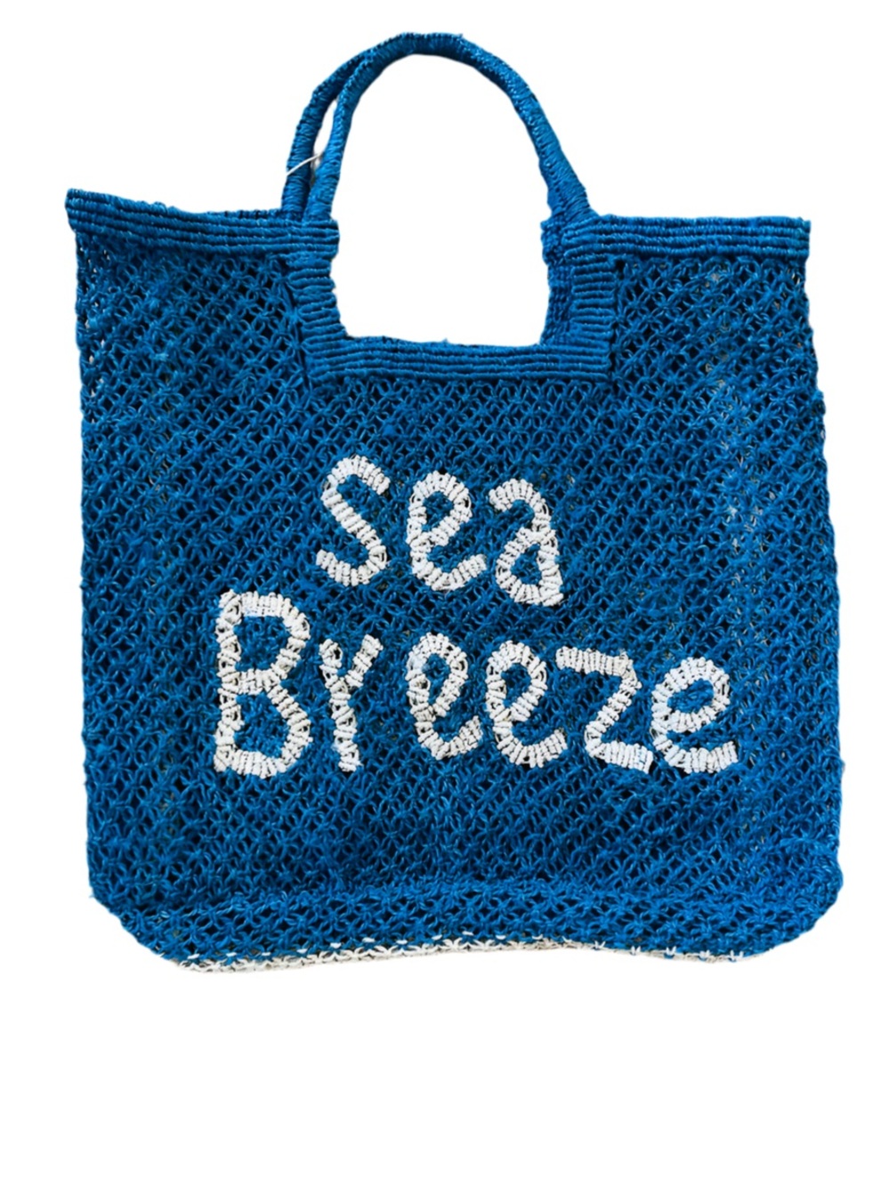 Sea Breeze Navy and White Woven Beach Tote Bag